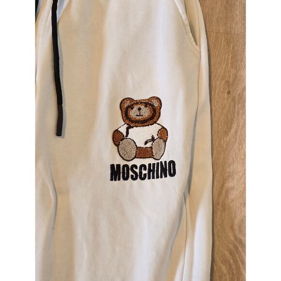 Moschino Teddy Bear Joggers White Sweatpants XL Embroidered Logo Lounge - Picture 3 of 5